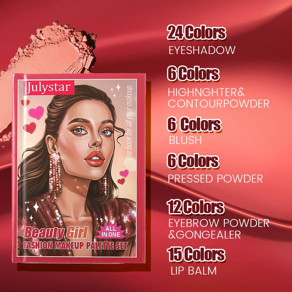 6-in-1 Makeup Palette Book – Eyeshadow, Blush & Lip Kit