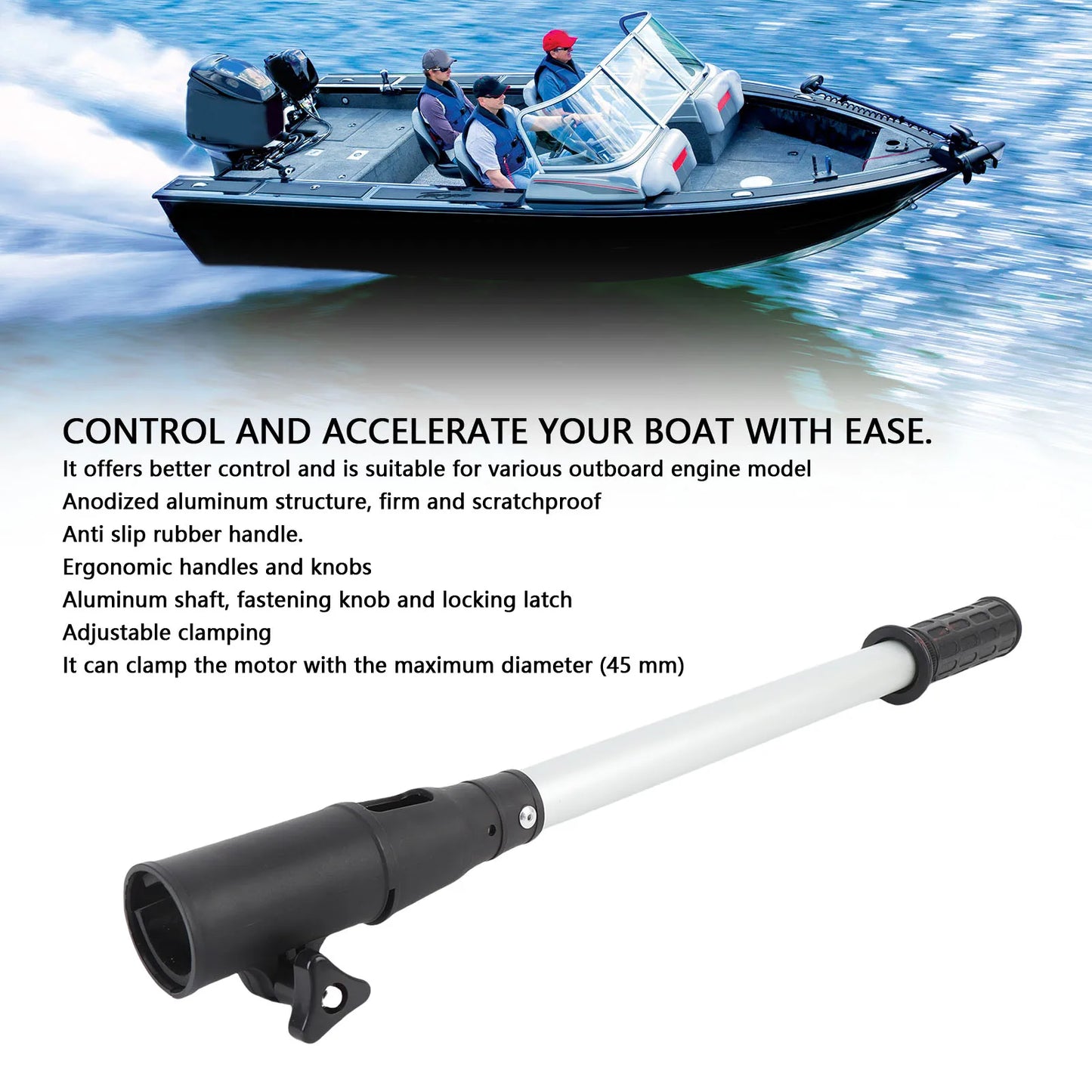 Outboard Motor Tiller Extension Handle – 18" Aluminum Ergonomic Grip