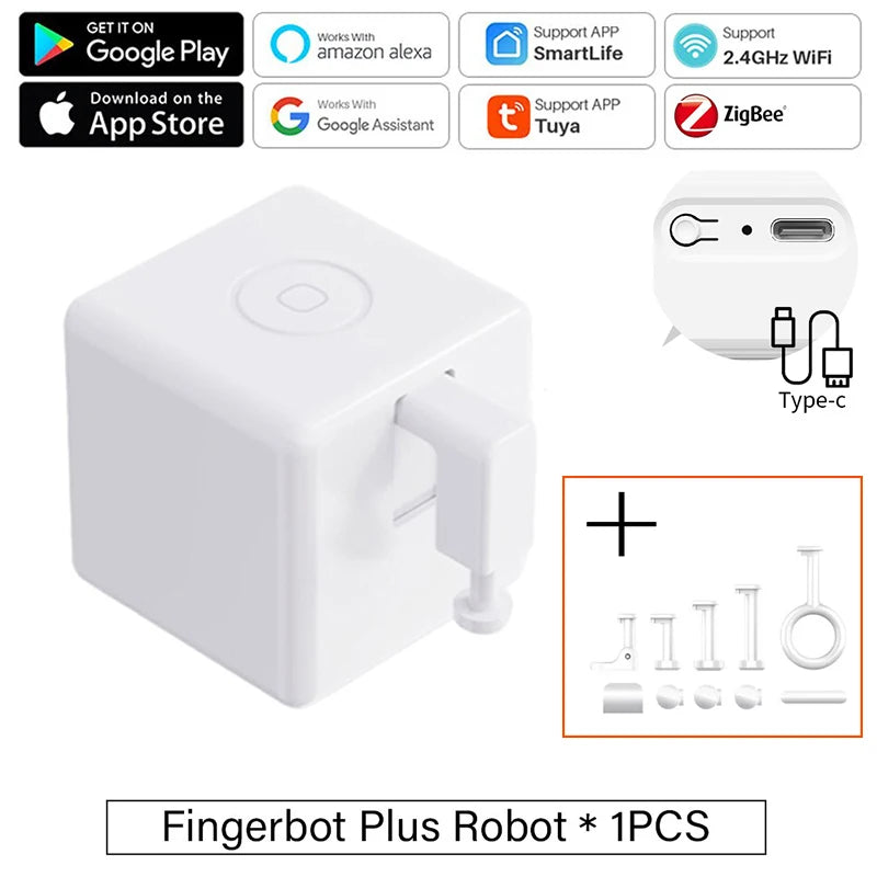 Tuya Finger Robot Zigbee/Bluetooth Fingerbot Plus CR2 battery version Robot Button Pusher Switch Bot Work With Smart Life App Peaceful Pleasures Health and Wellness B Zigbee TypeC W
