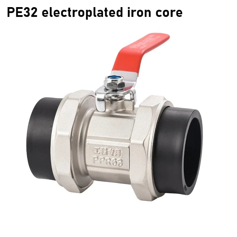 Brass High-Pressure PE Double Head Ball Valve 4-Point Switch