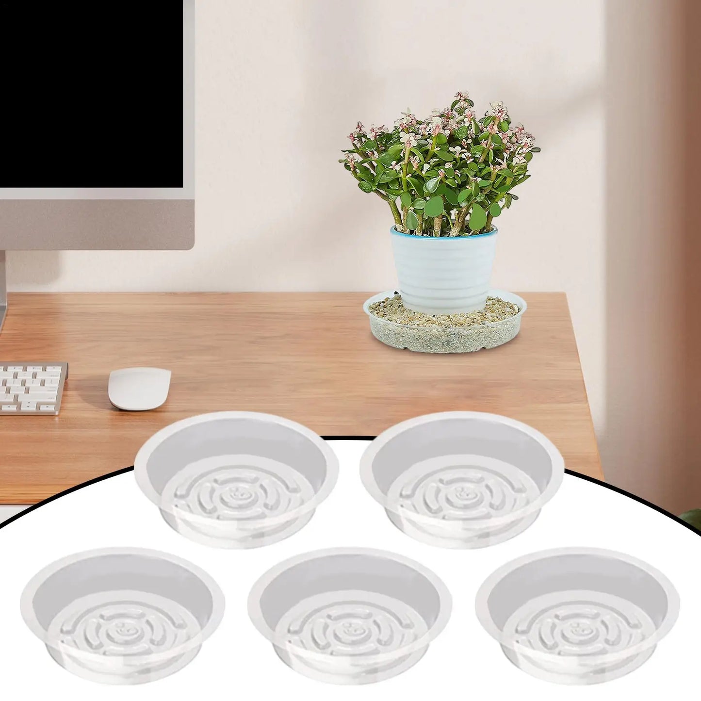 Plant Drainage Saucer Small Clear Planter Dish 5X Indoor and Outdoor Plant Saucer Pot Trays Plants Flower Pot Plates for Peaceful Pleasures Health and Wellness