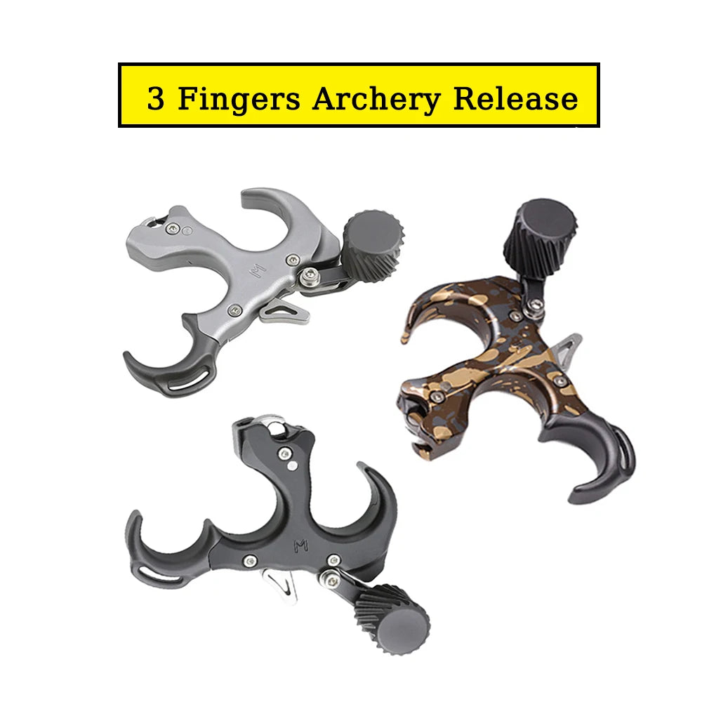 Archery UV Compound Bow Release 3 Fingers Aid Device Grip Shooting