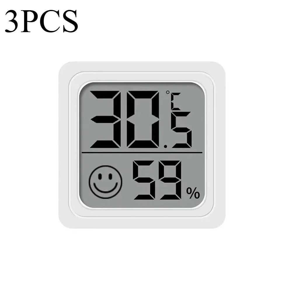 Mini LCD Digital Indoor Room Temperature Humidity Monitor with Comfort Indicator Wall/Desk Mount for Home Office Baby Room Peaceful Pleasures Health and Wellness WHITE 3PCS Big smile face