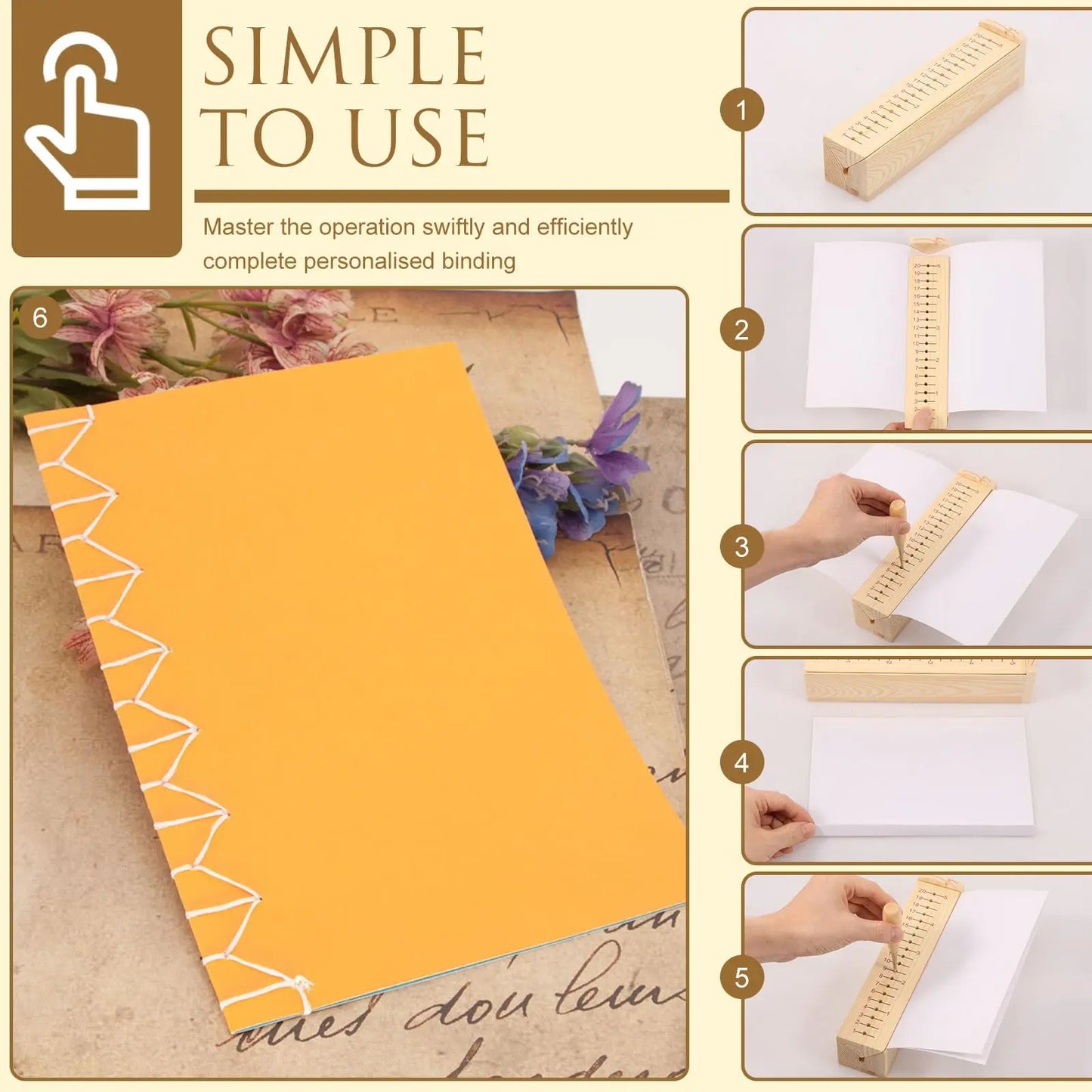 Wooden Portable Bookbinding Cradle with Awl - DIY Book Making, Leather Journal Repair, Notebook & Album Restoration Tool Peaceful Pleasures Health and Wellness