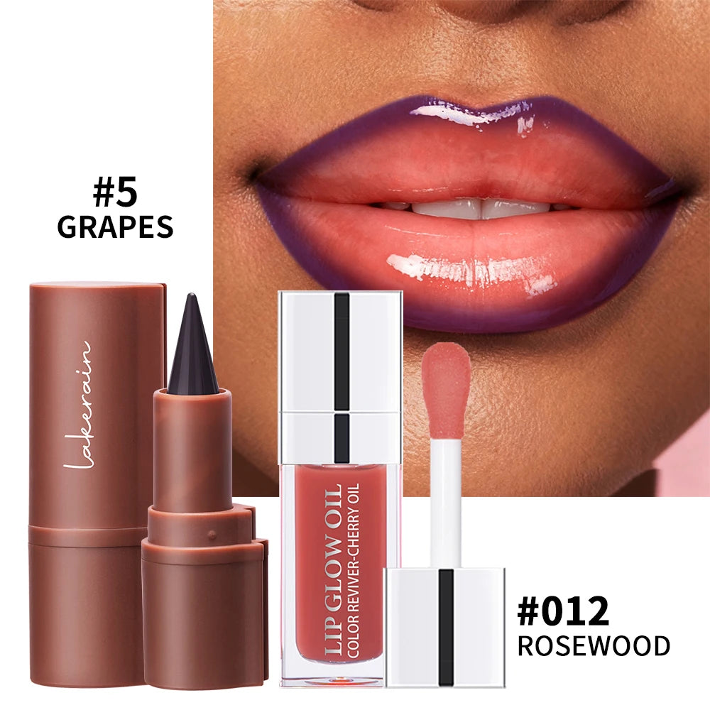 2pcs Nude Lip Combo Set Dark Brown Lip Liner With Glossy Pink Nude Gloss Shiny Long Lasting Lip Glossy Lips Lightweight Feel Ma Peaceful Pleasures Health and Wellness color5