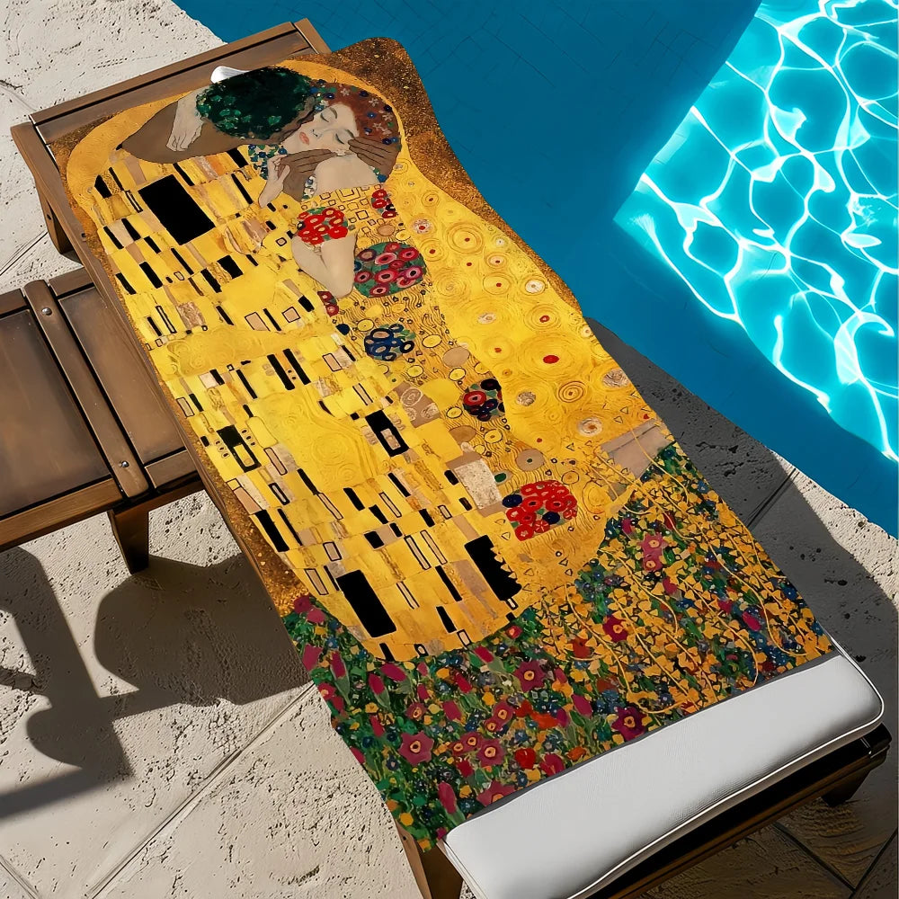 Gustav Klimt Art Quick-Dry Beach Towel | Pool Travel Gym Quick-Dry Beach Towel Peaceful Pleasures Health and Wellness z5 STJ40x70CM