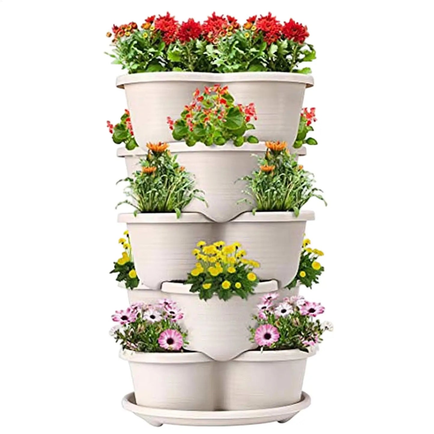 Stackable Vertical Garden Planter Tower – 5-Tier Flower Pot Set
