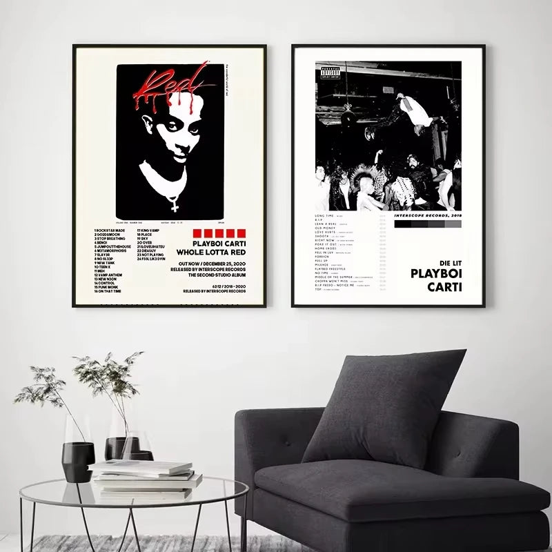 Playboi Carti Canvas Poster | Whole Lotta Red & Die Lit Wall Art
