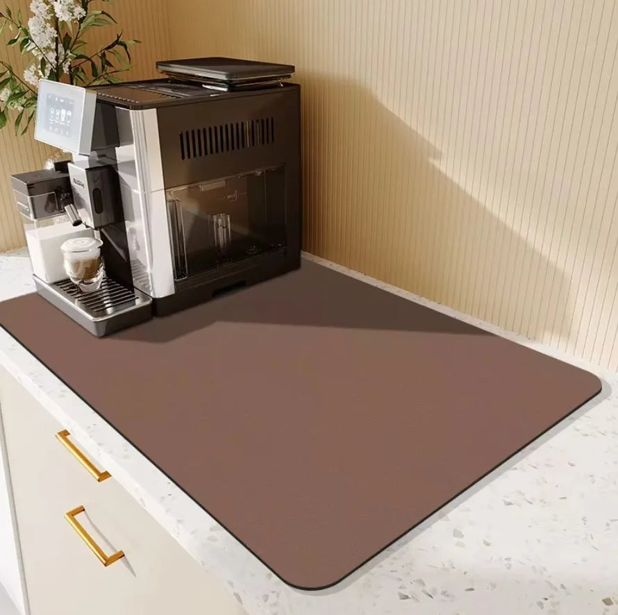 Coffee Mat - Coffee Bar Mat for Countertops | Coffee Bar Accessories Fit Under Coffee Maker Machine | Absorbent Hide Stain Rubbe Peaceful Pleasures Health and Wellness Chocolate