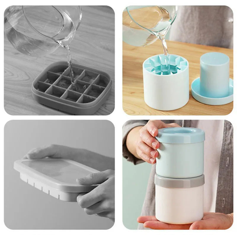 Cylinder Silicone Ice Cube Mold with Lid – Press & Pop Design Peaceful Pleasures Health and Wellness