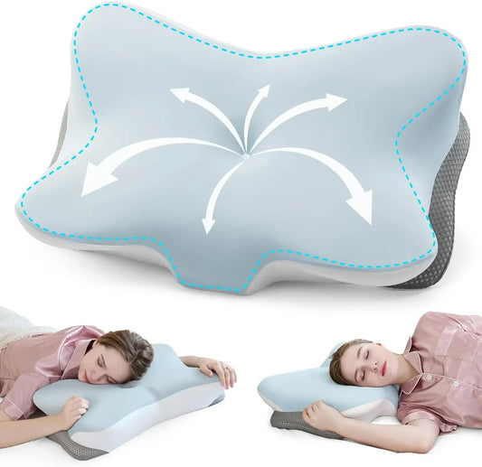 Memory Foam Neck Support Pillow, Ergonomic Contour Design for Back Side Stomach Sleepers with Adjustable Height Peaceful Pleasures Health and Wellness United States