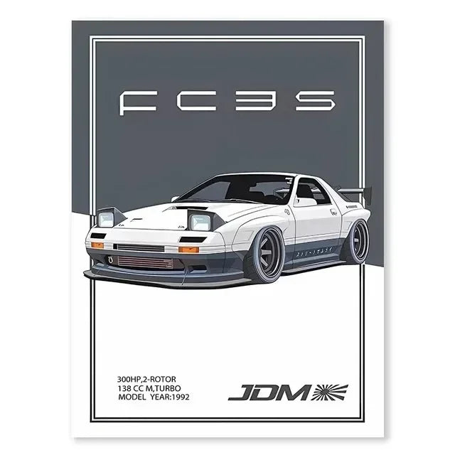 JDM GTR Sports Car Canvas Wall Art Poster | Boys Room Decor