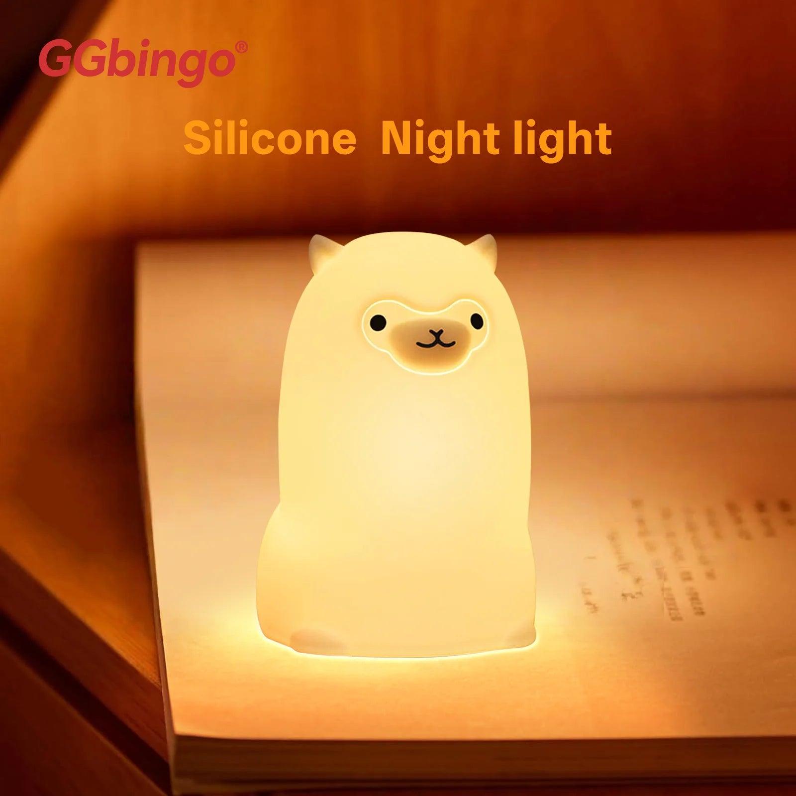 GGbingo LED Night light Touch Sensor RGB LED Alpaca USB Rechargeable Silicone Lamp for Children Baby Toy Festival Decor Peaceful Pleasures Health and Wellness