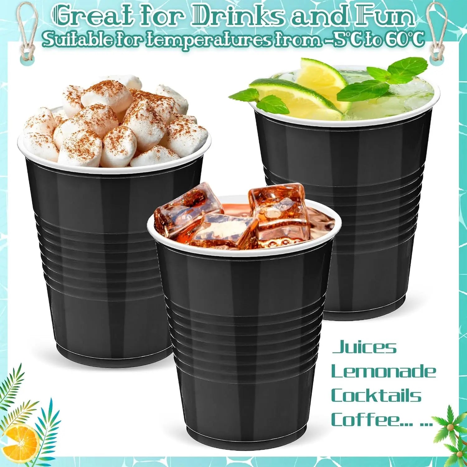 10PCS 16 OZ Party Cups for Home Party Birthday Wedding Peaceful Pleasures Health and Wellness