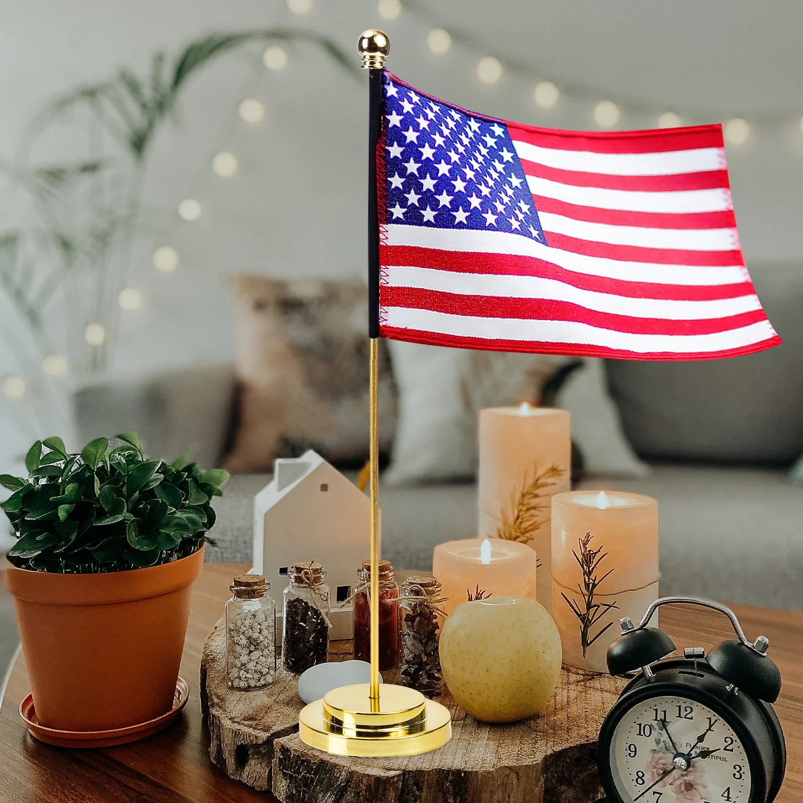 Metal Flag Display Holder Flag Rod Flag Pedestal Table Runner Fixed Base Home Desktop Balcony Garden Flagpole Pedestal Peaceful Pleasures Health and Wellness