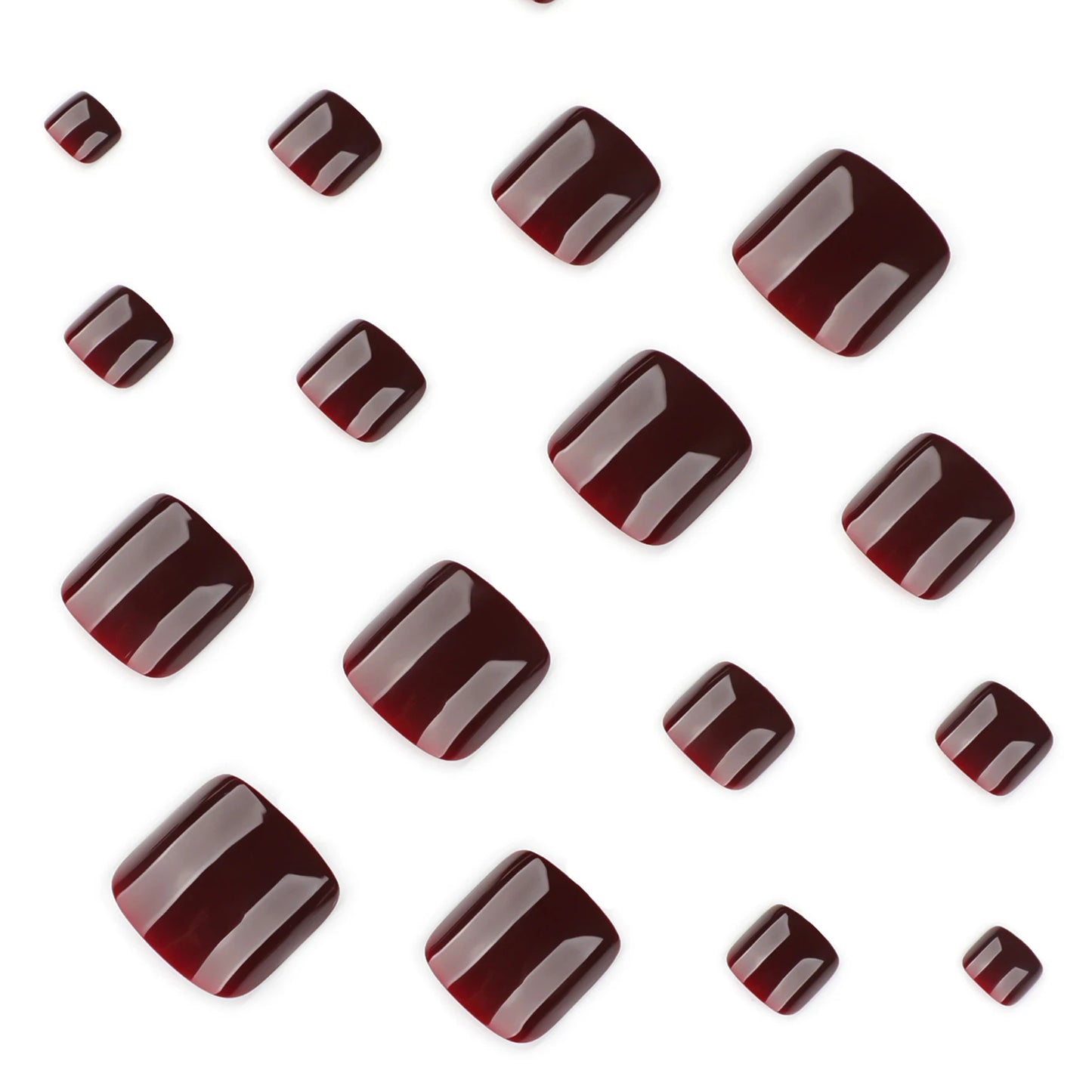 Wine Red Toe Nail Tips Press On Toenails 24pcs Reusable Charming Fake Toe Nails For Fashion Party Manicure Pedicure Decoration Peaceful Pleasures Health and Wellness