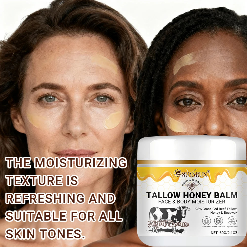 SUYARUN Ultra-Nourishing Tallow Face & Body Cream with Honey&Vitamin C – Moisturizing Skincare for Dry Skin, Natural Anti-Aging. Peaceful Pleasures Health and Wellness