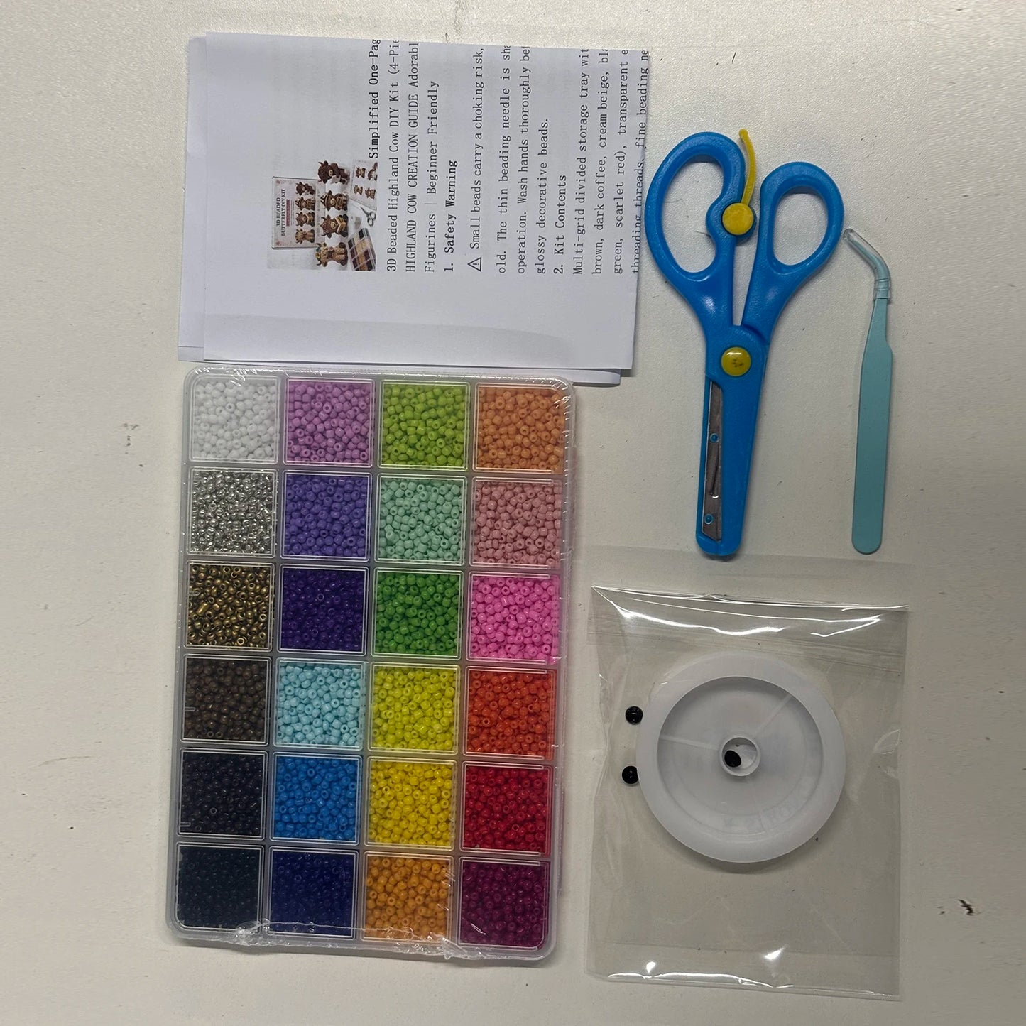 3D DIY Beaded Animal DIY Kit 4PCS Cute Highland Cow Beading Craft Set Animal Beading Kit Gift for Beginners & Craft Enthusiasts Peaceful Pleasures Health and Wellness D