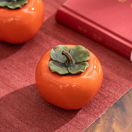 Persimmon Ceramic Storage Jar | Color Glaze Décor & Gift Ceramic Storage Jar Oasis Select 1PC persimmon