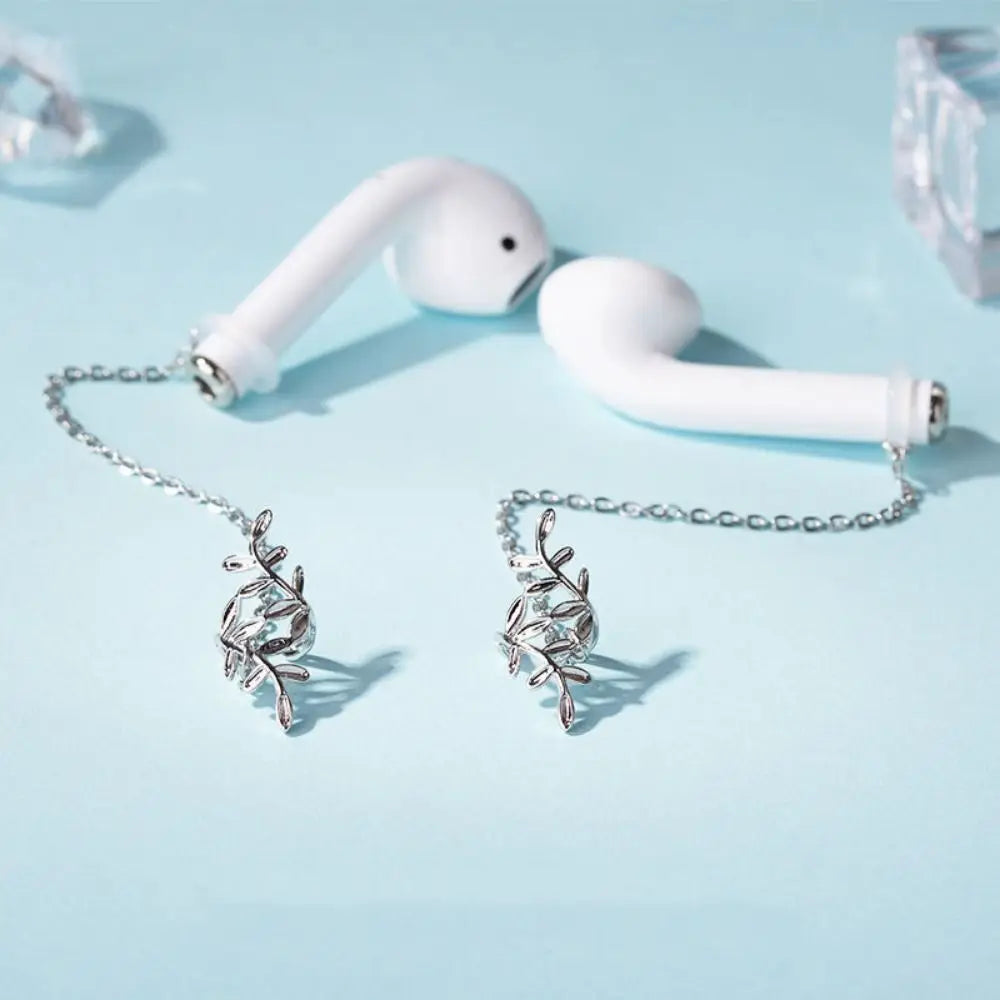2pcs/pair Leaf Anti-Lost Earphone Clip Hollow Out Ear Decor Bluetooth Earphones Anti-lost Clip Jewelry Ear Clip Headphone Chains Peaceful Pleasures Health and Wellness