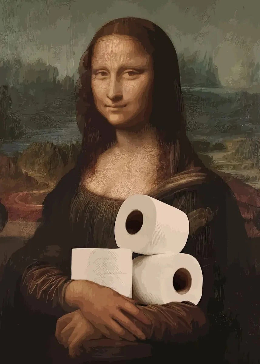 Funny Mona Lisa Bathroom Canvas Wall Art | Unframed Print