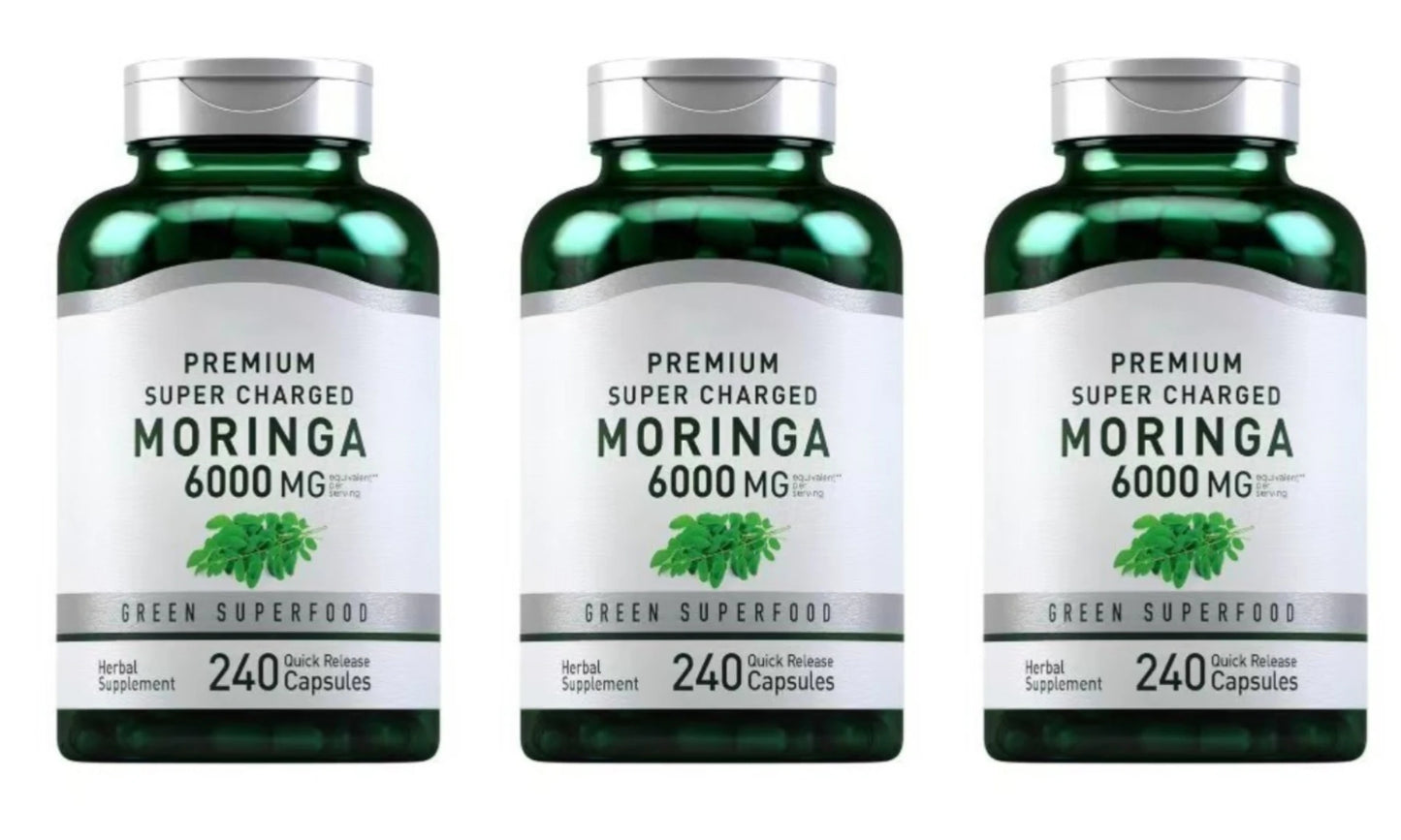 Moringa 6000mg Green Superfood Capsules – 240 Count Daily