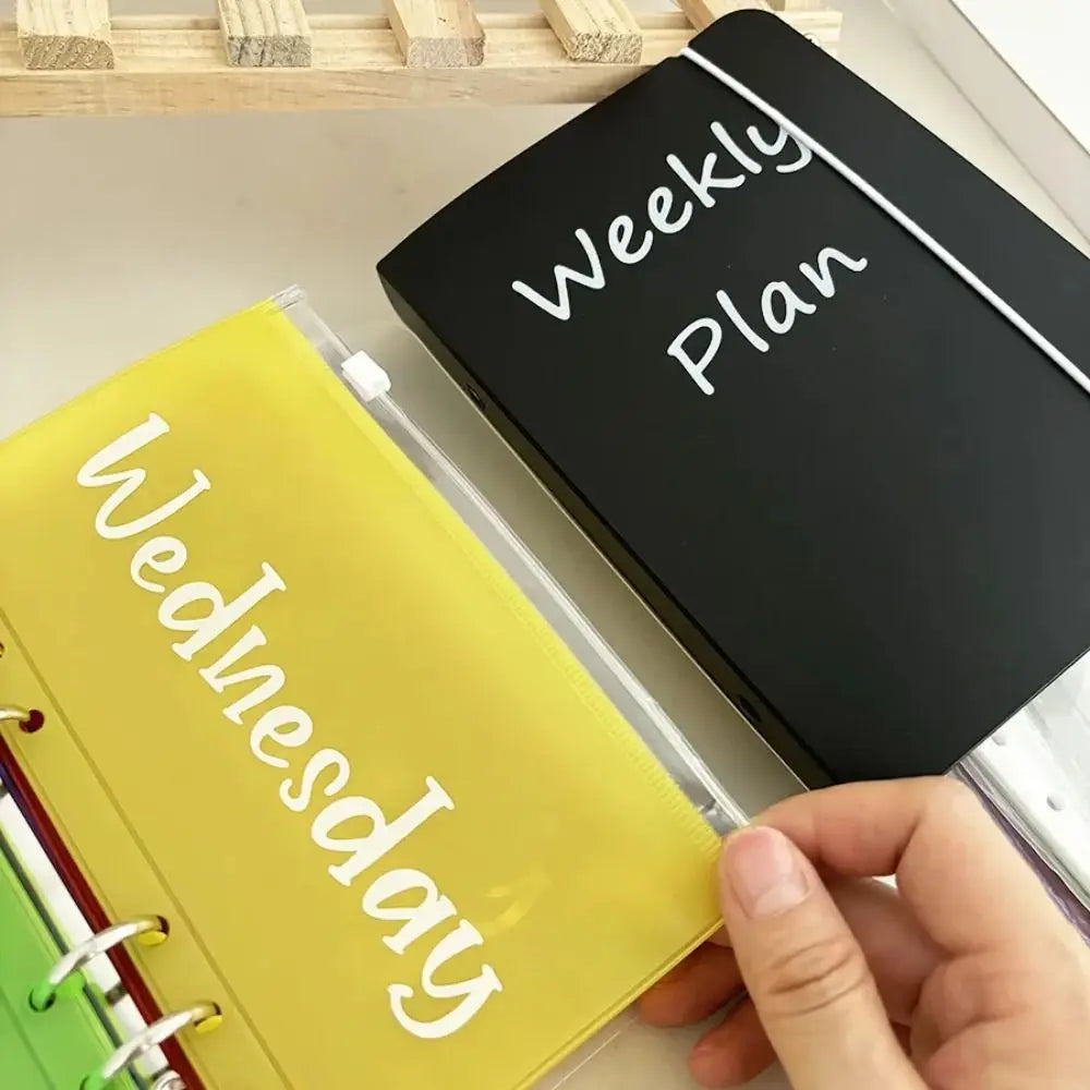 Planner A 6 Size Loose Leaf Binder Weekly Cover Zipper Bag Zipper Design Monthly Wealth Management Receipt Storage Peaceful Pleasures Health and Wellness