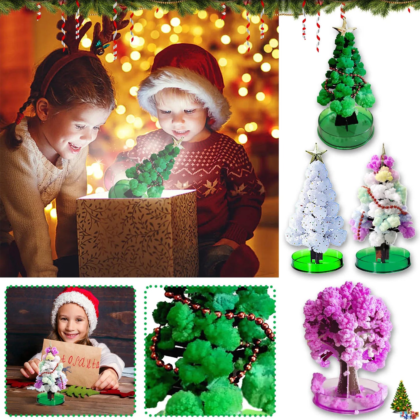 Magic Growing Christmas Tree Crystal Paper Christmas Decoration New Year Science Toy Artificial Home Decor Ornaments Wholes Peaceful Pleasures Health and Wellness