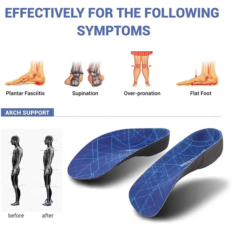3/4 Plantar Fasciitis Orthotic Insoles, 330 LBS Firm Foot Support Insoles for Flat Feet, Heel Spurs, Overpronation, O/X-Legs Peaceful Pleasures Health and Wellness