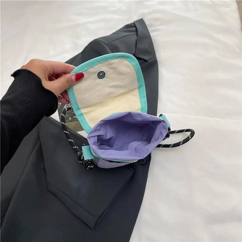 Y2K Mini Crossbody Bag | Color Block Nylon Phone Purse