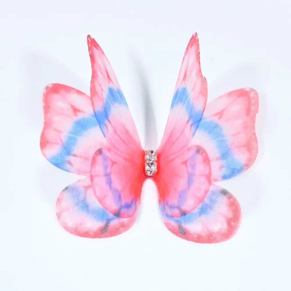 50Pcs 3D Organza Butterfly Appliqués – Gradient Mesh Patches