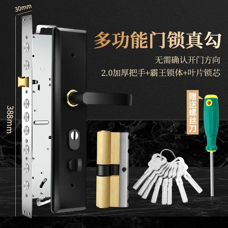 Anti-Theft Door Lock Set – Stainless Steel Handle & Keys