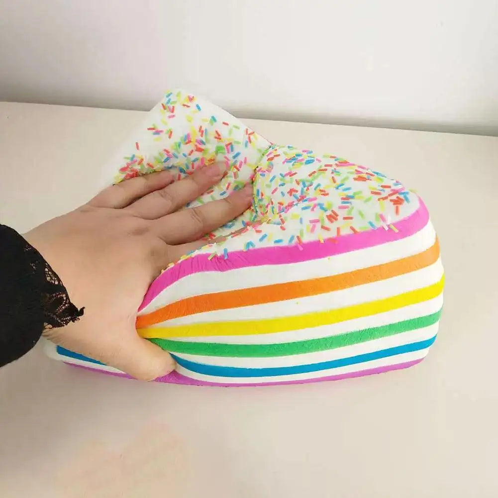 Rainbow Cake Squishy Toy – Slow Rise Stress Relief Squeeze