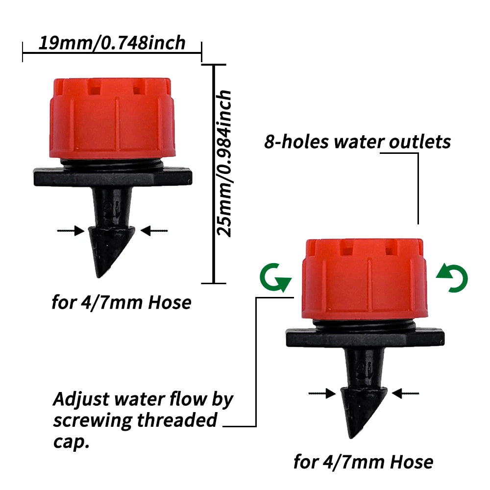 15M-25M Micro Drip Watering Kit Garden DIY Automatic Irrigation System & Adjustable Dripper 4/7'' Hose for Greenhouse Peaceful Pleasures Health and Wellness