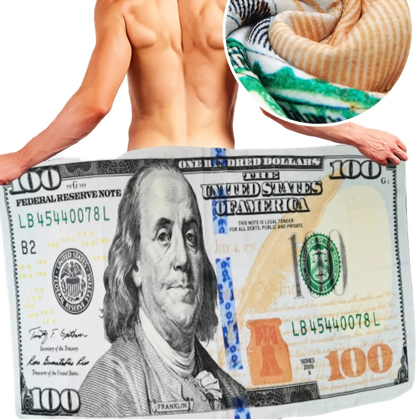 USA Dollar Microfiber Beach Towel – Quick Dry & Absorbent