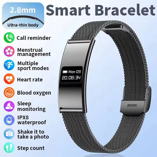 New Smart Bracelet Health Fitness Tracker Ultra-thin Heart Rate Monitoring Call Reminder Couple Wristband Sports Man Smart Watch Peaceful Pleasures Health and Wellness