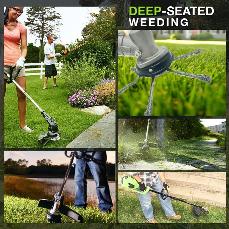 Weed Brush Head Steel Wire Wheel Grass Trimmer Head Removal Moss Rust Lawn Mower Grass Brush Disc Weed Brush Trimmer Heads Peaceful Pleasures Health and Wellness