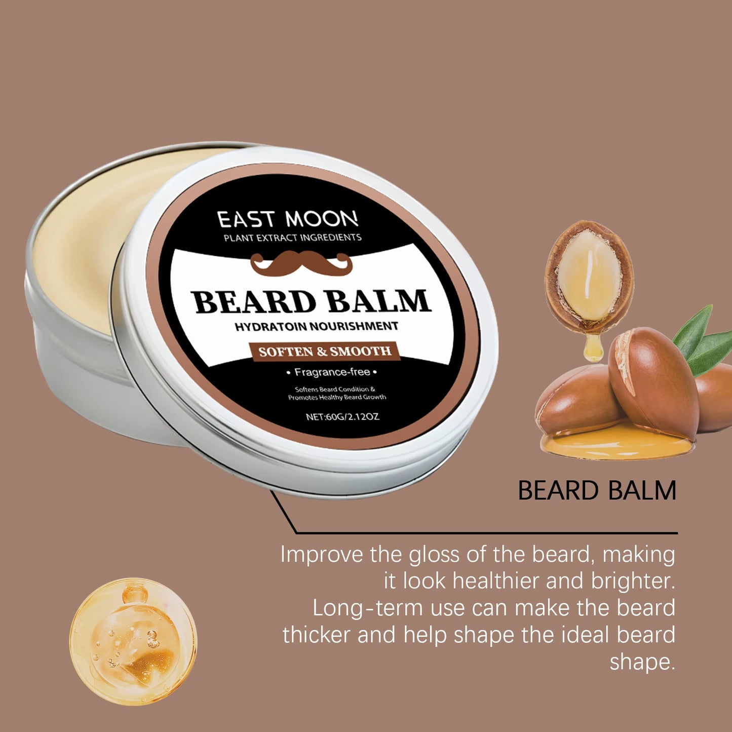 Men's Beard Balm 60g – Jojoba Oil & Vitamin E Conditioner