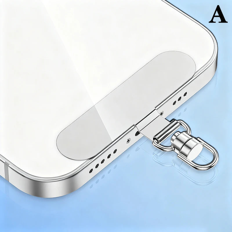 Steel Phone Lanyard Gasket Patch Anti-lost Anti Fall Mobile Phone Rope Card Metal Clip Strap Hang Cord Tab Accessories Peaceful Pleasures Health and Wellness A Silver