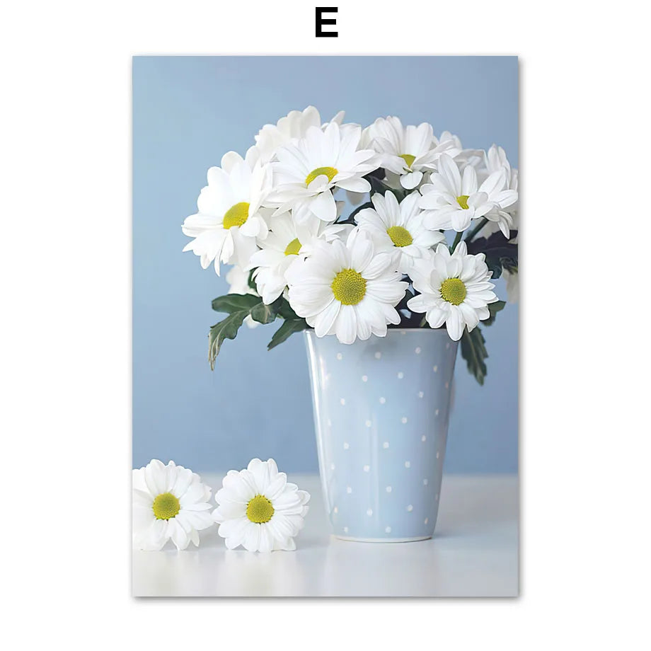 Nordic Retro Canvas Wall Art | Cars, Bikes & Flowers Poster
