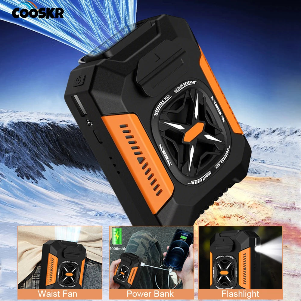 Portable Waist Fan USB Rechargeable Wearable Hanging Neck Fan 3 Speed Waist Clip Fan for Outdoor Work Camping Personal Belt Fan Peaceful Pleasures Health and Wellness