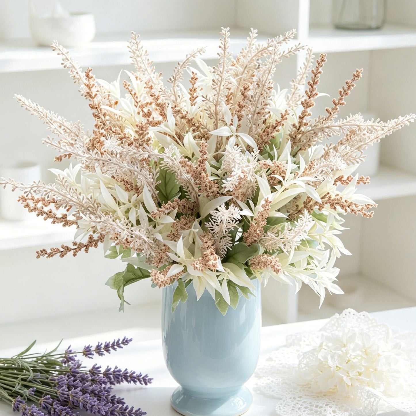 Artificial Lavender Gypsophila Bouquet – Wedding & Home Decor