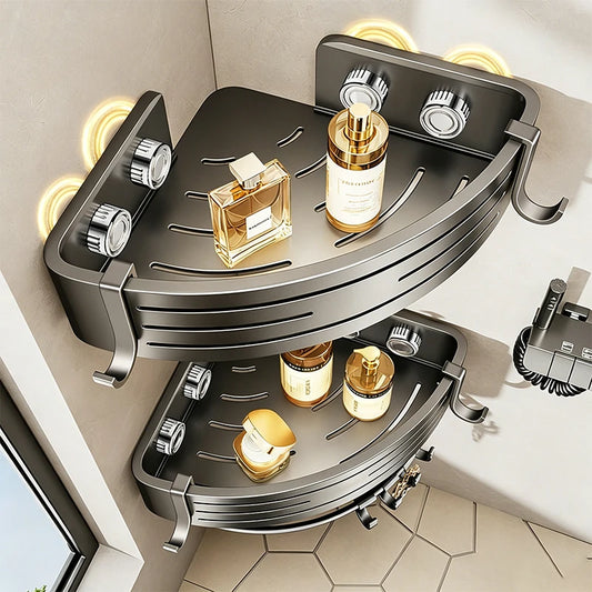 No-Drill Bathroom Corner Shelf | Suction Cup Shampoo Organizer Bathroom Corner Shelf Peaceful Pleasures Health and Wellness