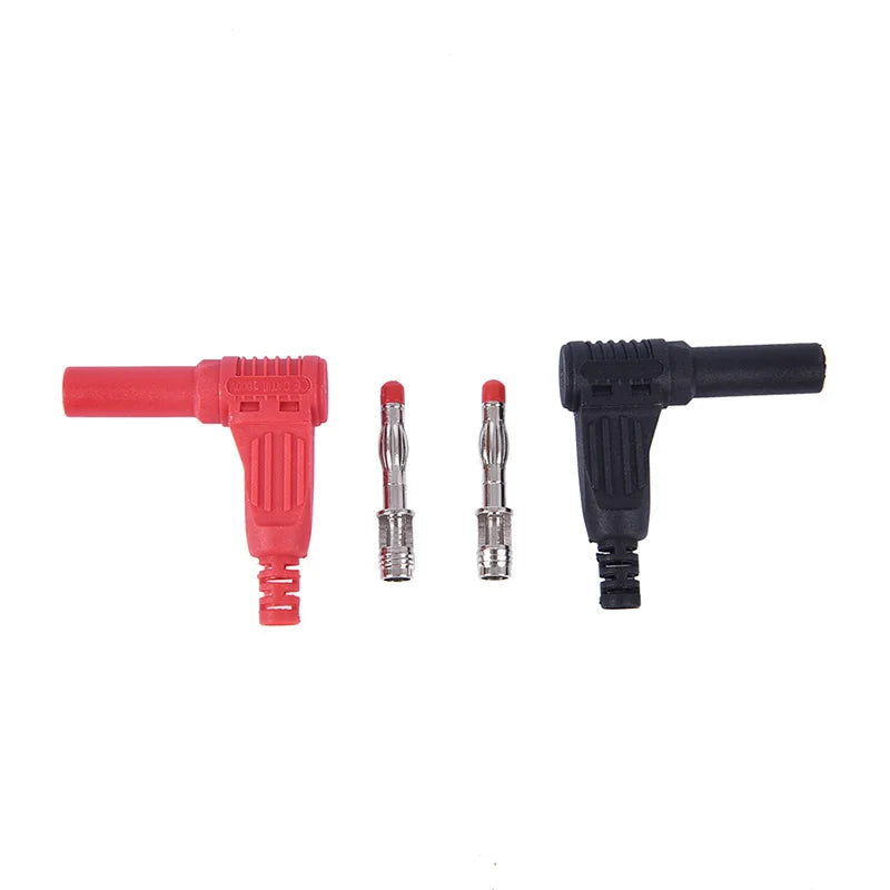 New 1pair 4mm Male Right Angle Insulation Wire Solder Type DIY Banana Plug Connector Peaceful Pleasures Health and Wellness