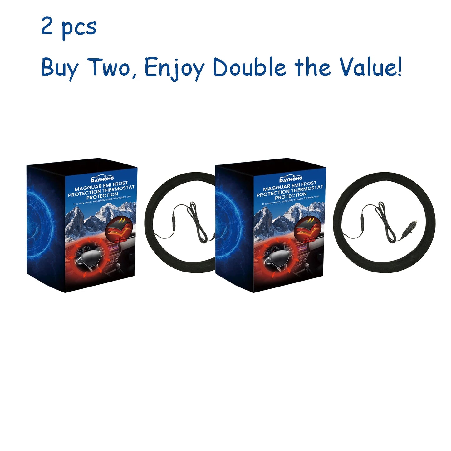 Rayhong Heated Steering Wheel Cover | Non-Slip Universal Fit