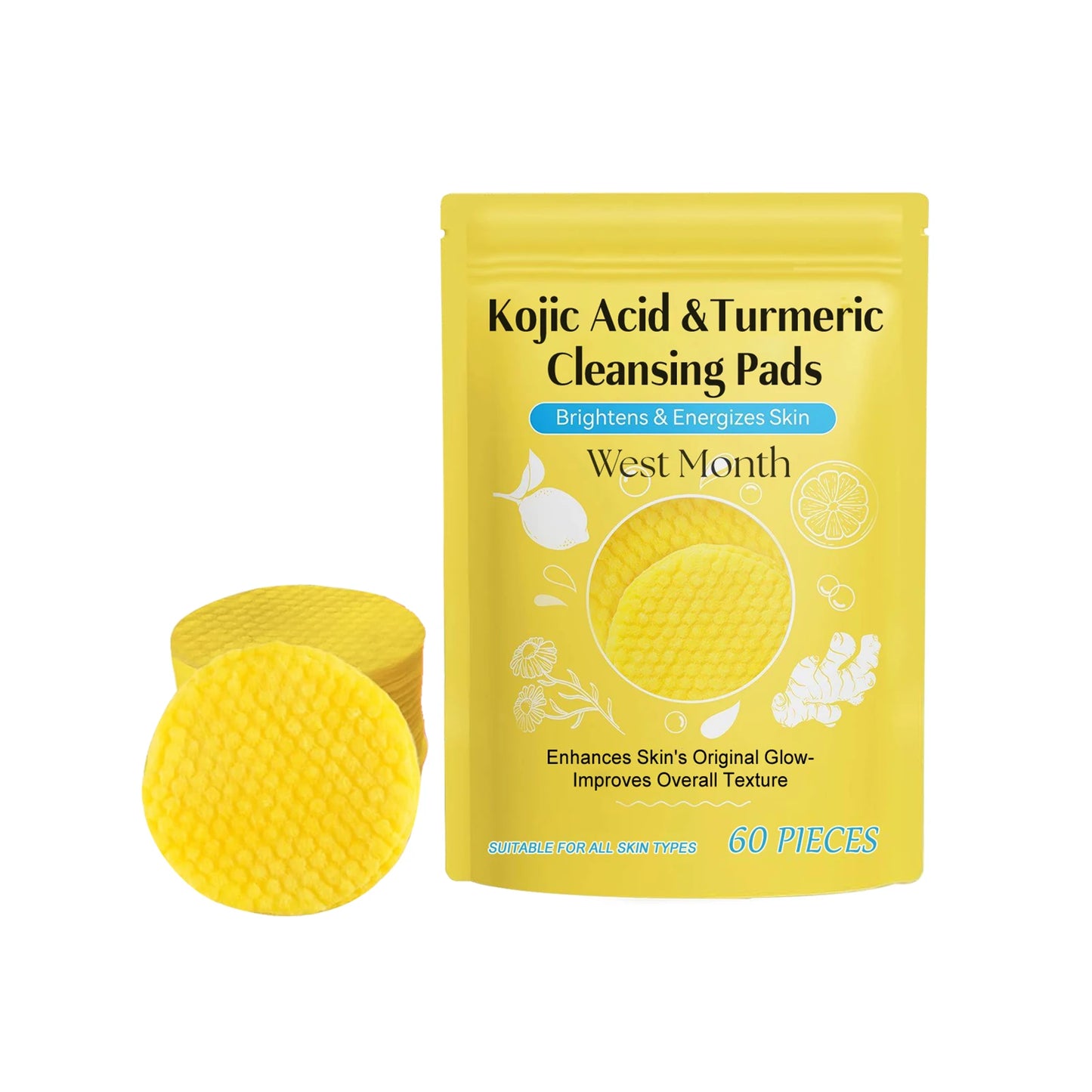 Turmeric Kojic Acid Cleansing Pads – Exfoliate & Brighten (60pc)