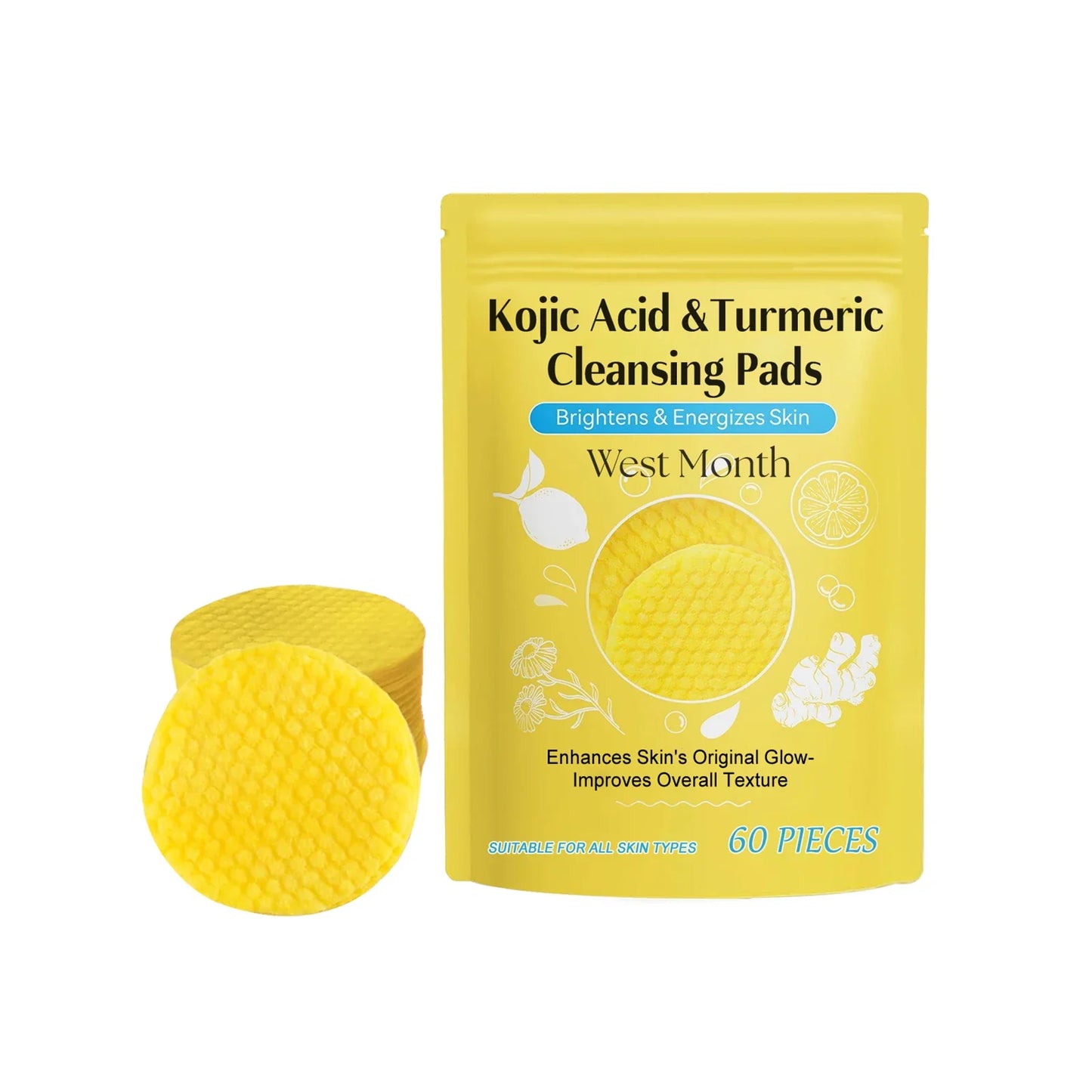 Turmeric Kojic Acid Cleansing Pads – 60pc Exfoliating Face Pads Exfoliating Cleansing Pads Oasis Select 60pcs boxed
