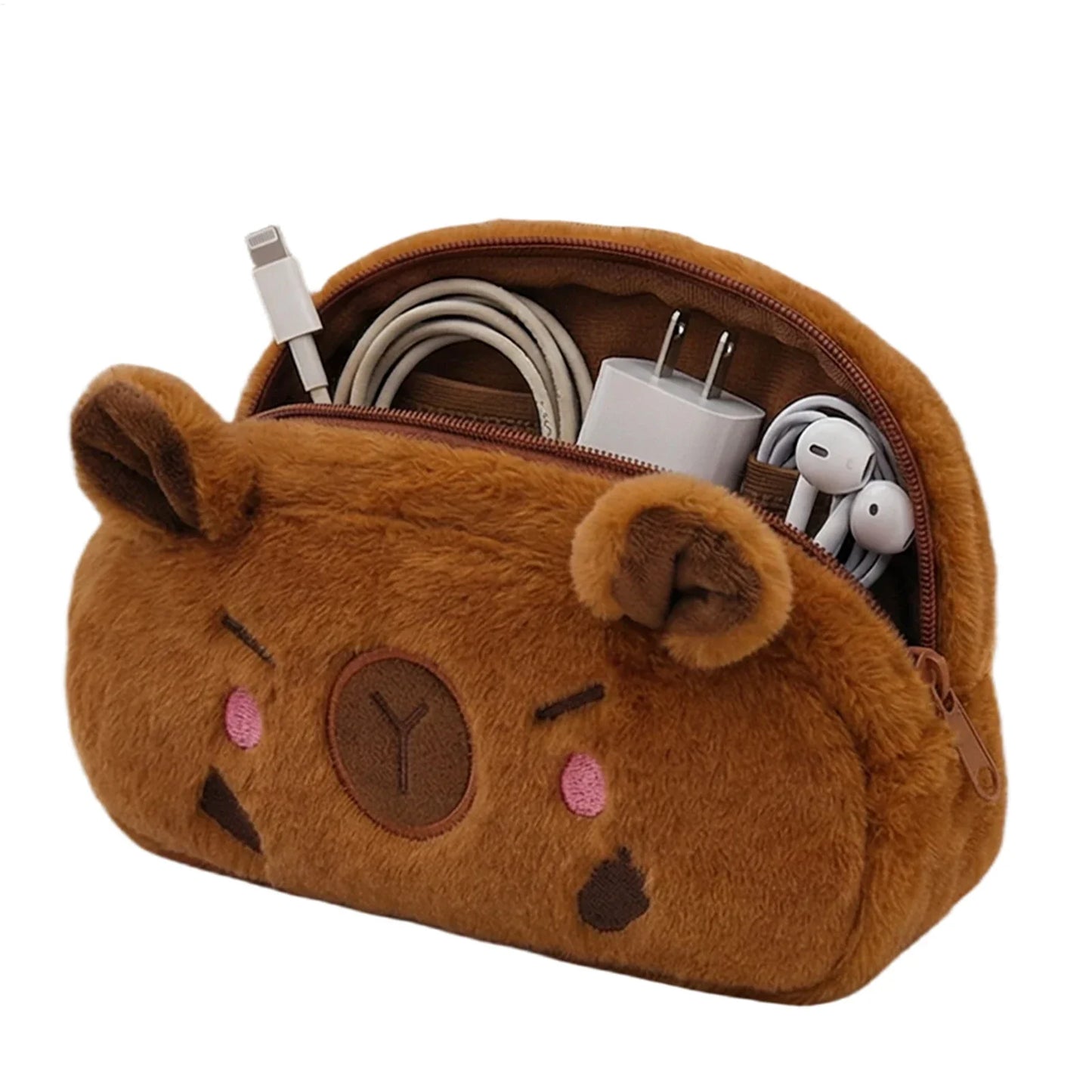 Cute Capybara Pencil Case – Large Plush Pen Pouch for Kids