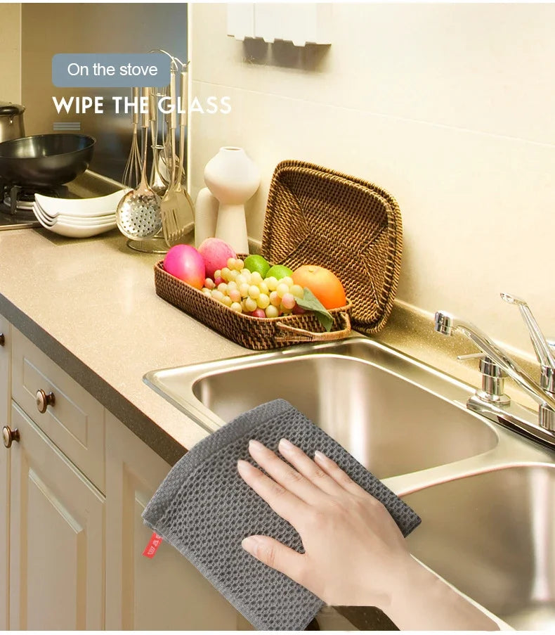 6-Pack Honeycomb Cotton Dish Towels – Absorbent & Streak-Free