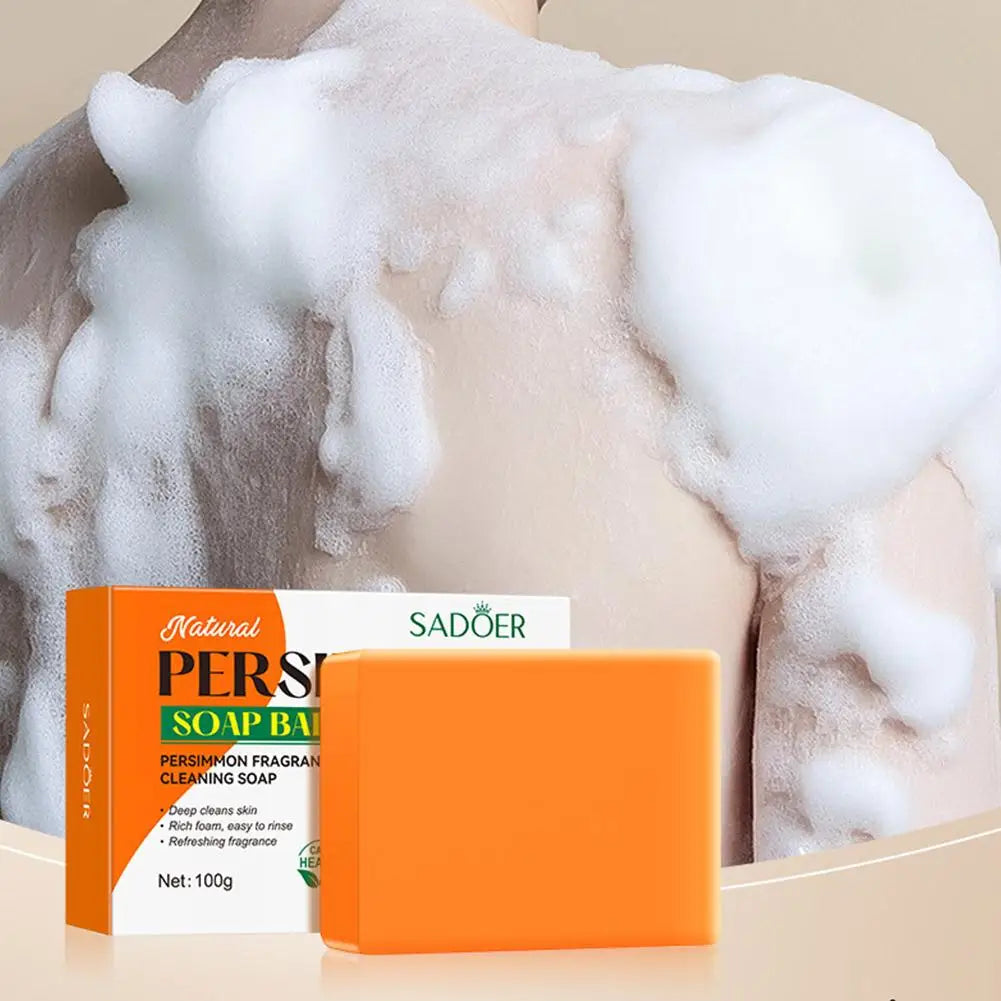 Persimmon Soap 100g Eliminates Odors Oil Control Refreshing Soft Smooth Professional Skin Cleaning Dirt Remover Wash Soap Bar Peaceful Pleasures Health and Wellness